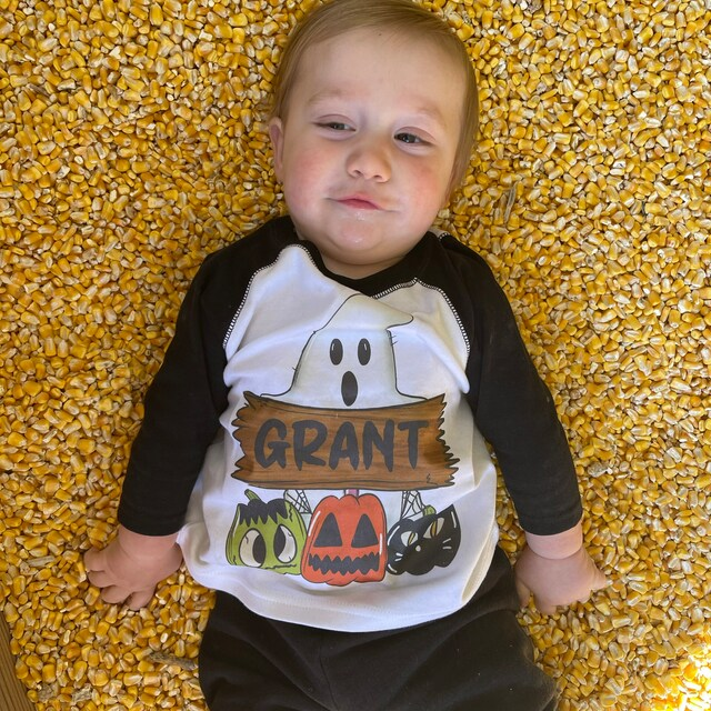 Personalized Kids Halloween Initials Long Sleeves Shirt| Cloth12409