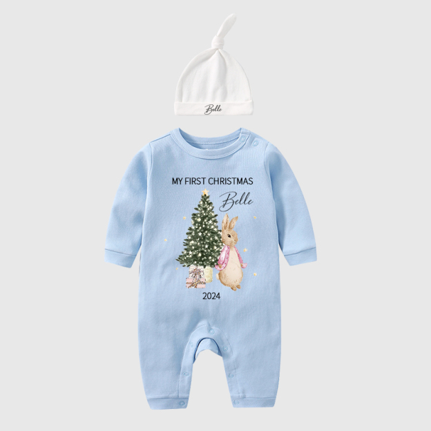 Personalized Baby First Christmas Rabbit Outfit| BBCloth1203
