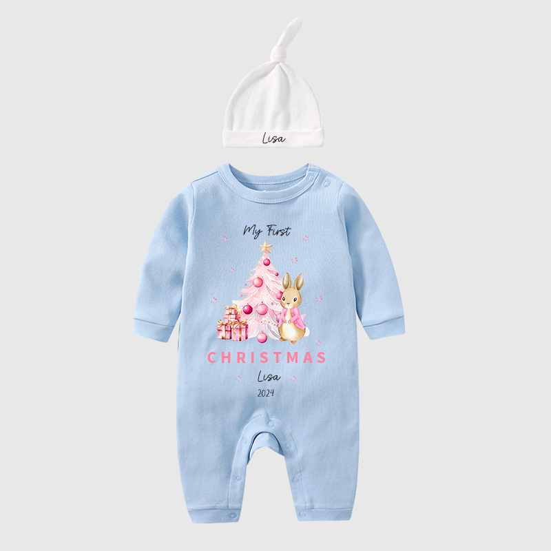 Personalized Baby First Christmas Rabbit Outfit| BBCloth1205