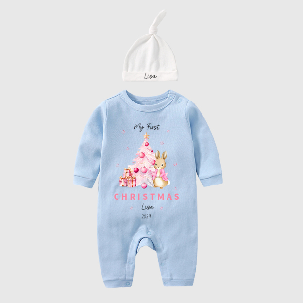 Personalized Baby First Christmas Rabbit Outfit| BBCloth1205