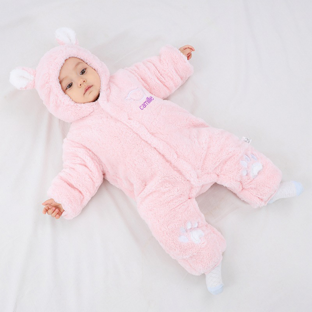Personalized Unisex Baby Bear Fleece Jumpsuit| BBCloth77
