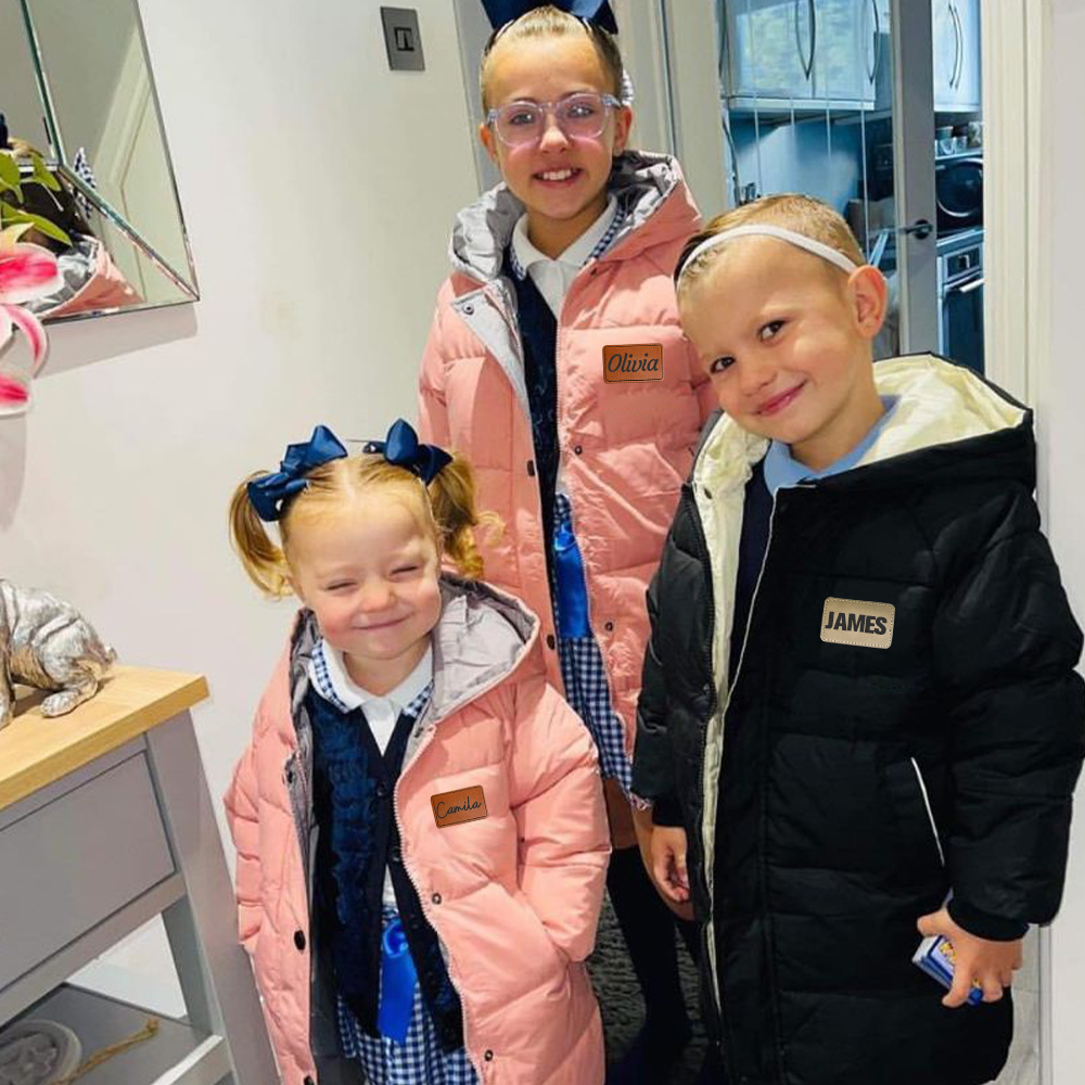 Personalized Kid Leather Patch Winter Thickened Warm Jacket| Cloth211