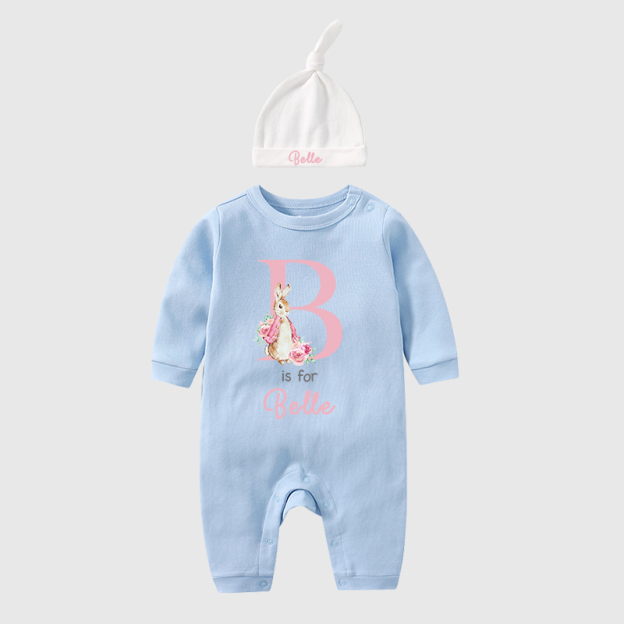 Personalized Rabbit Initial Baby Going Home Sets| BBCloth1220