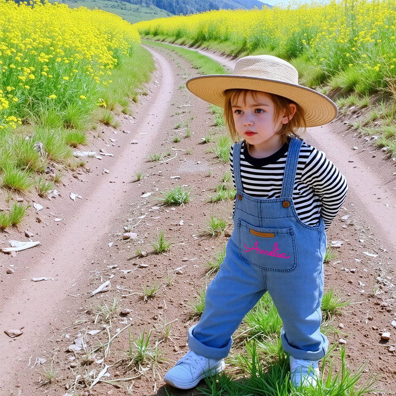 Personalized Kids Oversized Denim Loose Overalls| Pants09