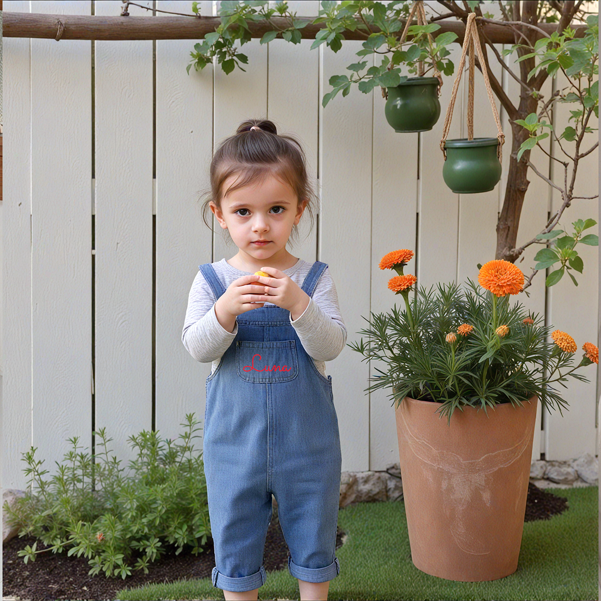 Personalized Kids Oversized Denim Overalls| Pants11