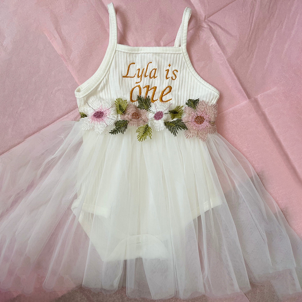 Personalized Girl Embroidered Cake Smash Dress| Dress13
