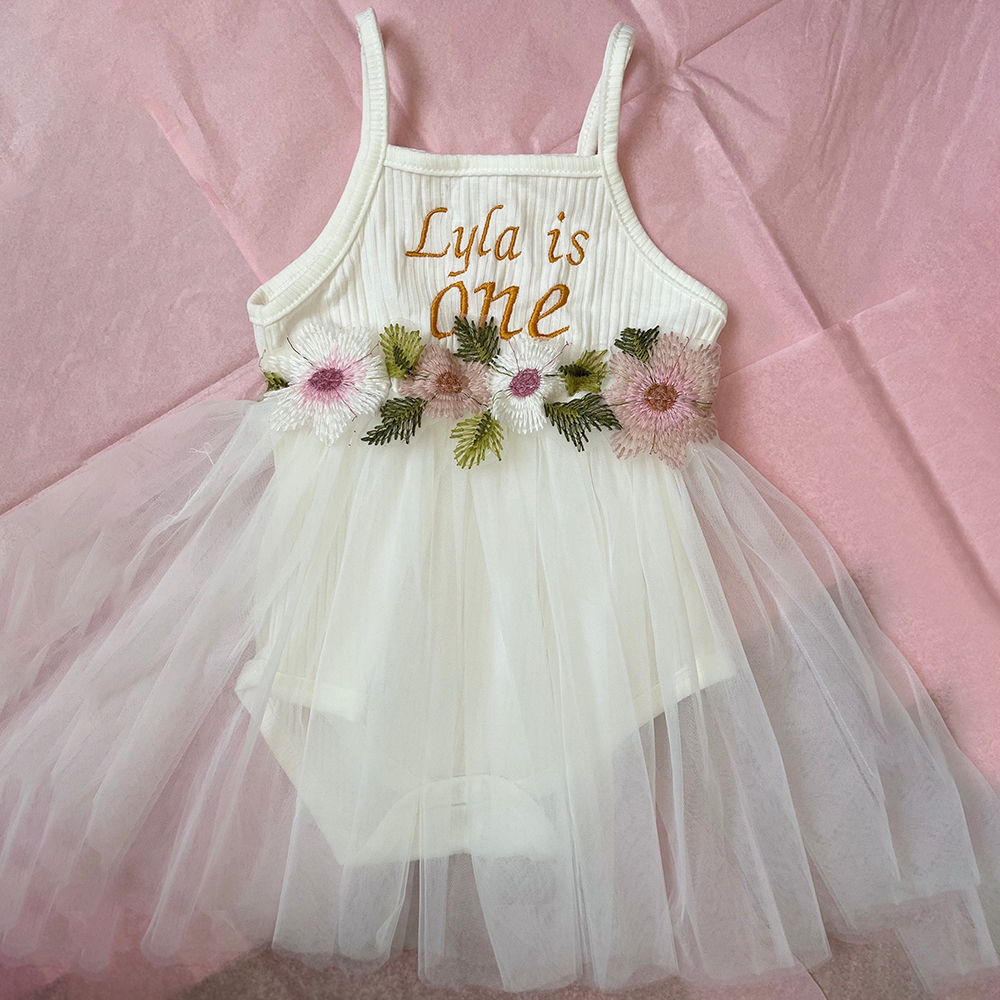 Personalized Girl Embroidered Cake Smash Dress| Dress13
