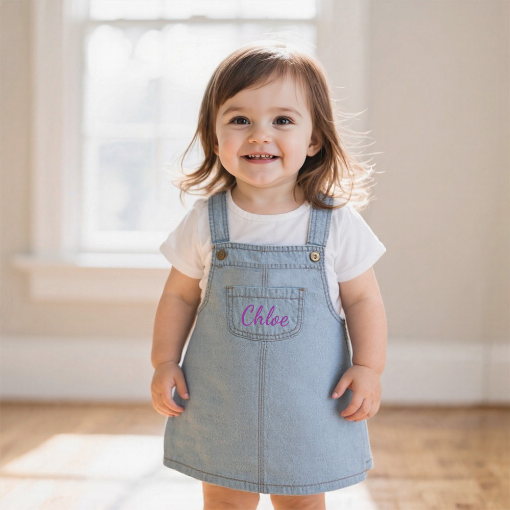 Personalized Girls Monogrammed Denim Dress| Dress19