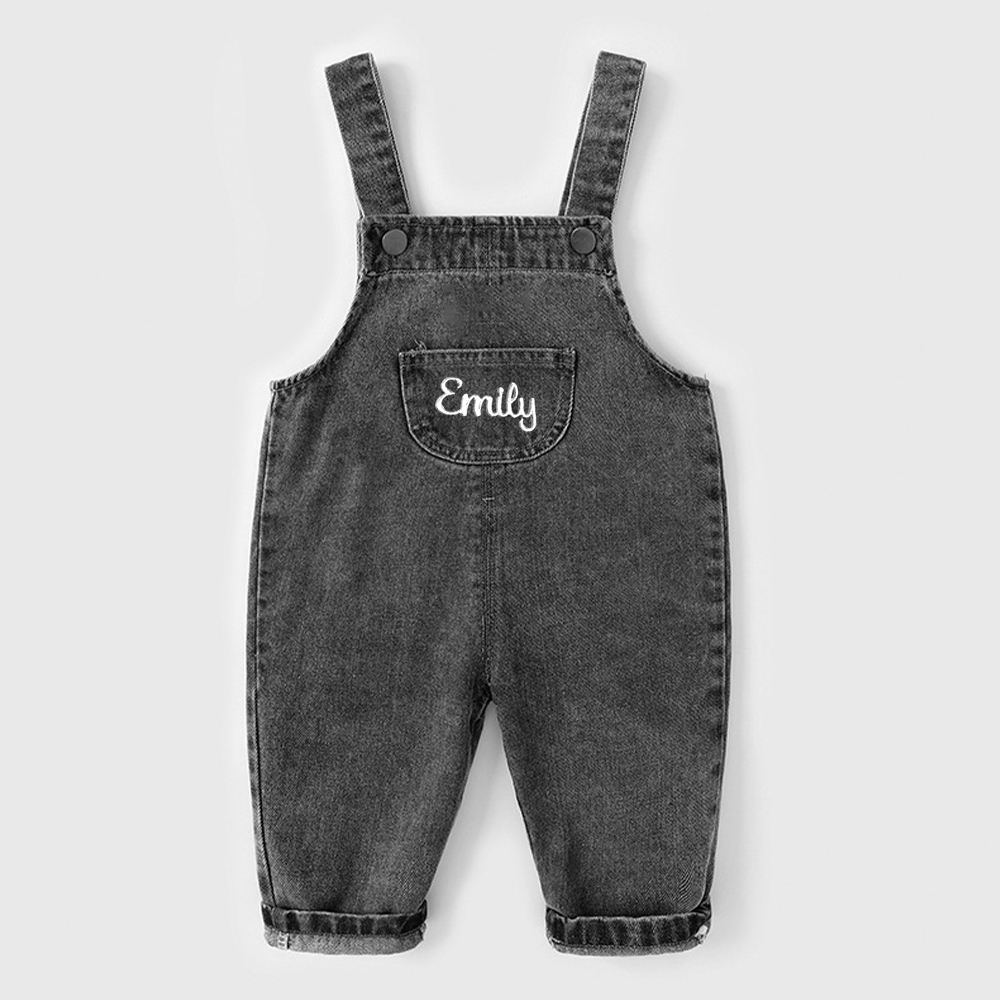 Personalized Kids Embroidered Denim Overalls| Pants21
