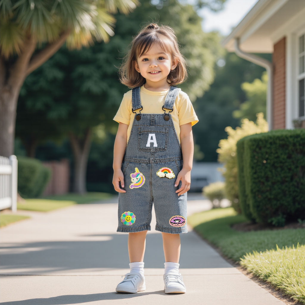 Personalized Kids Patch Denim Overalls| Pants23