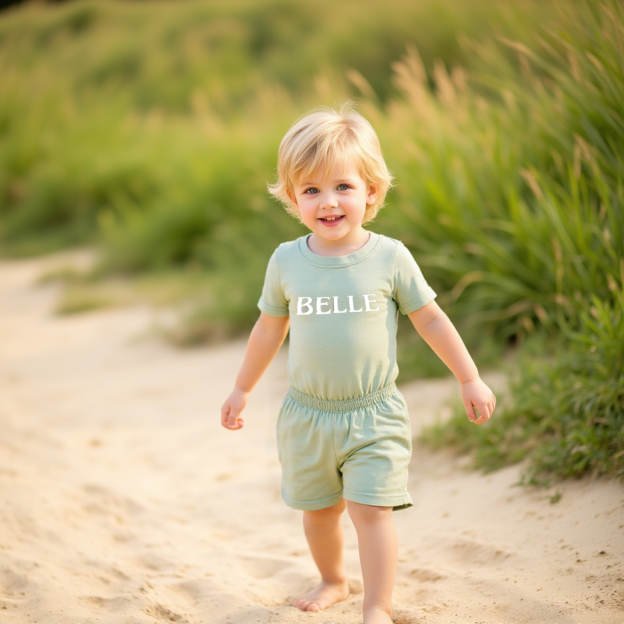 Personalized Kid Summer Puff Name T-Shirt and Shorts Set| Cloth232