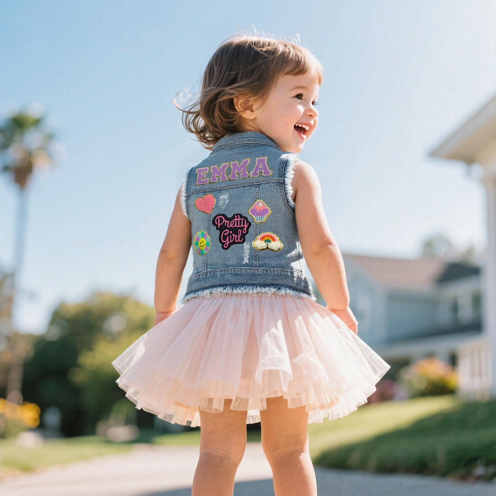 Personalized Kids Patch Denim Vest Jacket| Cloth224