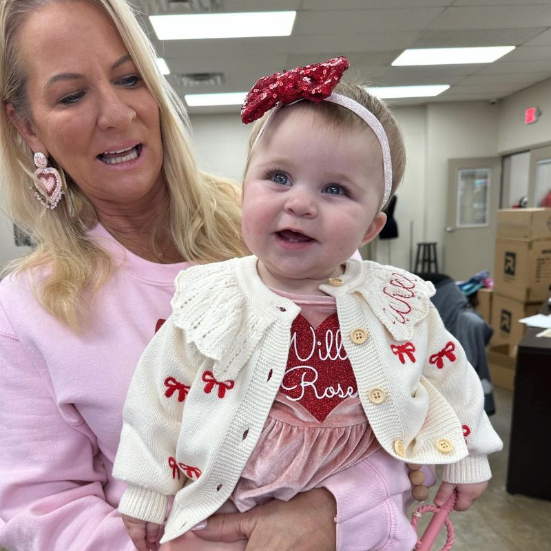 Personalized Baby Hand Embroidered Bow Cardigan| BBcloth98