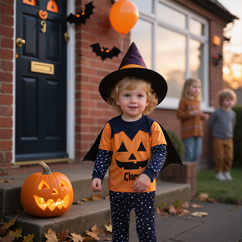 Personalized 4Pcs Baby Halloween Costumes Pumpkin Outfit| YESHalloween04