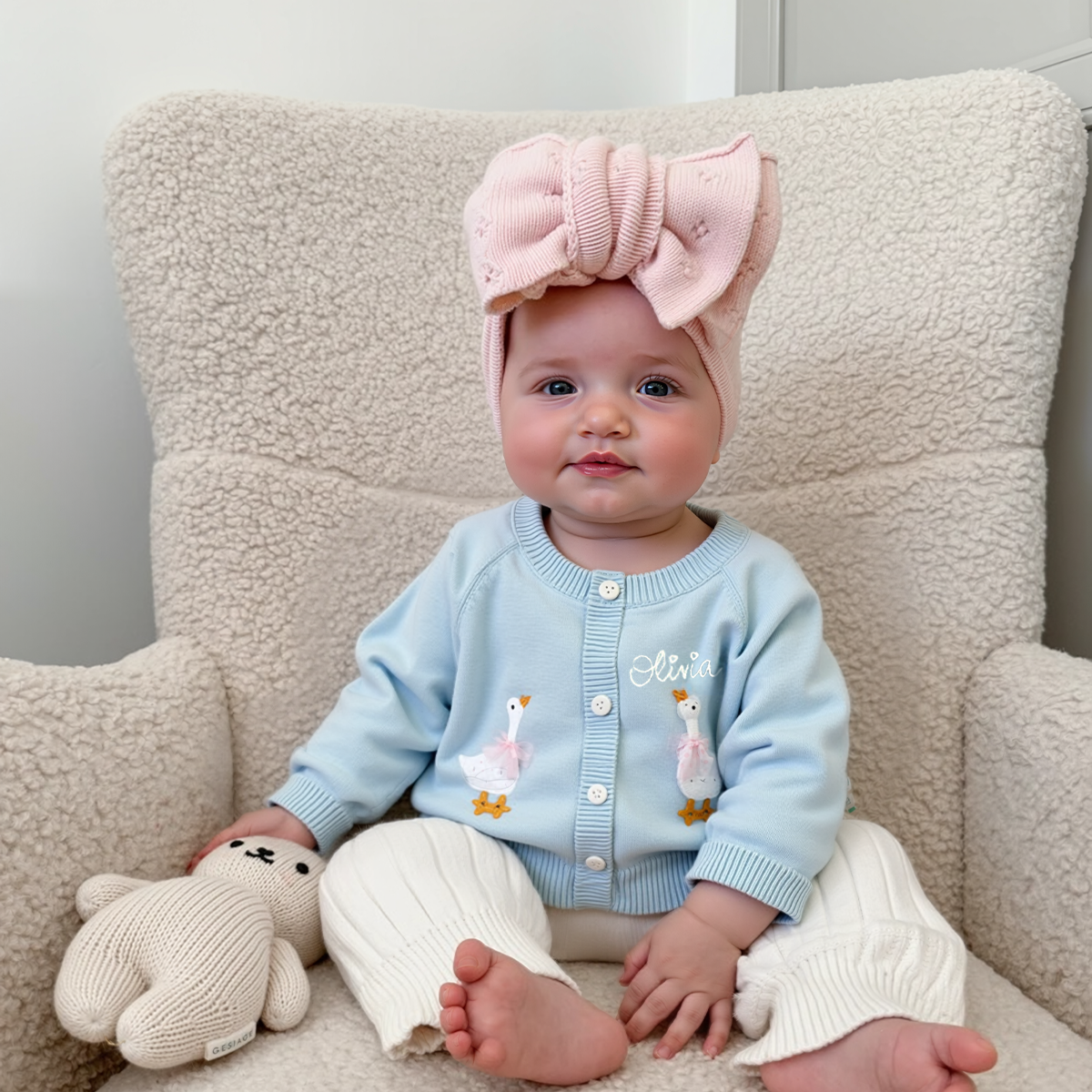 Personalized Girl Hand Embroidered Goose Cardigan| Cloth246