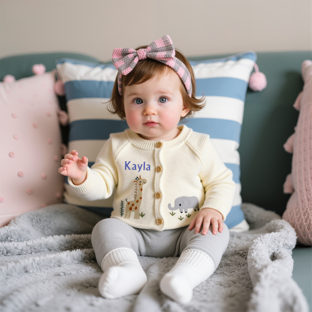 Personalized Baby Hand Embroidered Animal Cardigan| BBcloth99