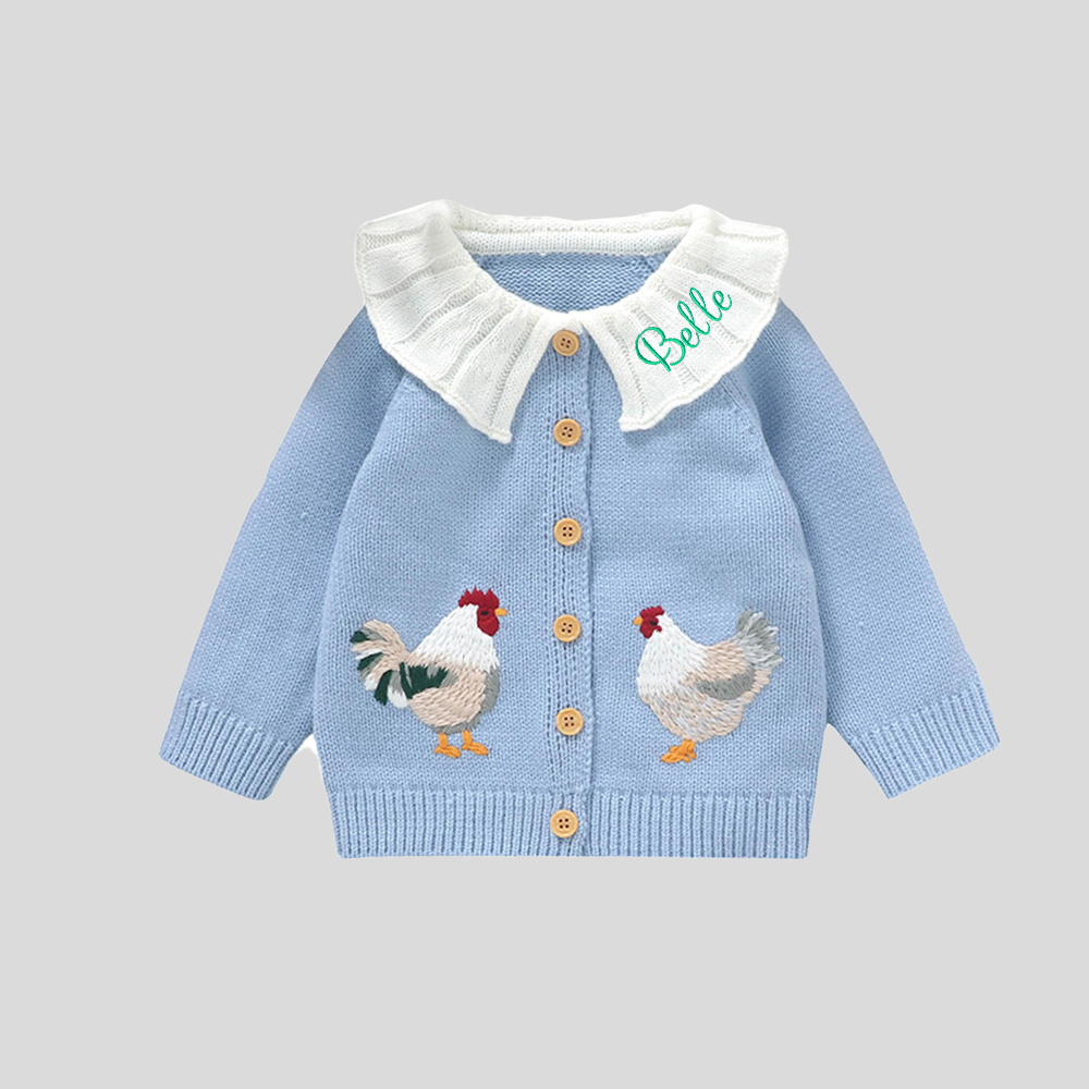 Personalized Baby Embroidered Chick Cardigan| BBcloth102