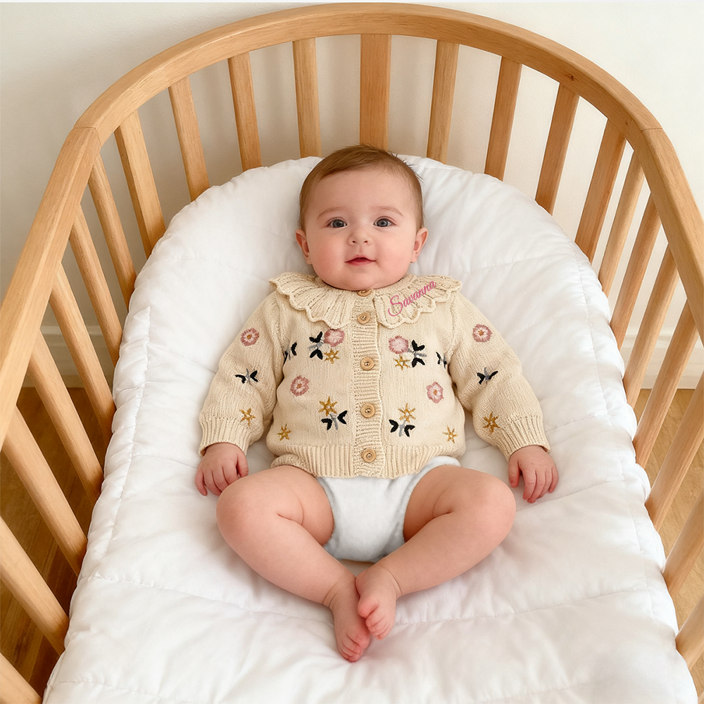 Personalized Baby Embroidered Flower Cardigan| BBcloth103