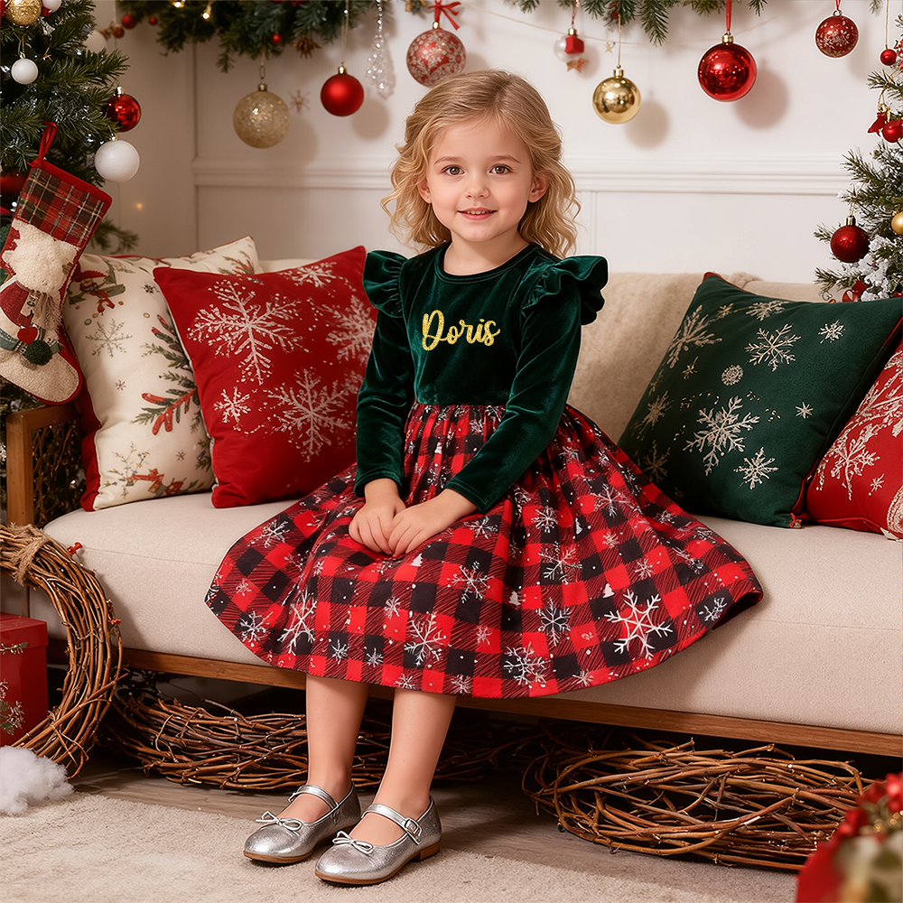 Personalized Girl Christmas Cute Snowflake Dress| YESMC25
