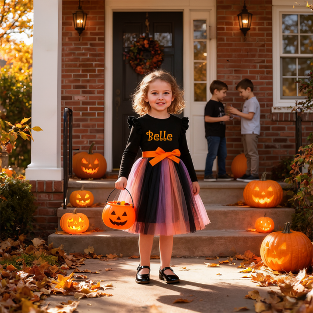 Personalized Girl Halloween Tuell Dress| YESHalloween08