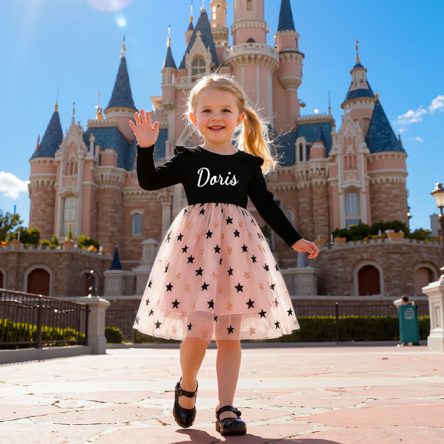 Personalized Girl Long Sleeve Cute Tulle Dress| Dress37