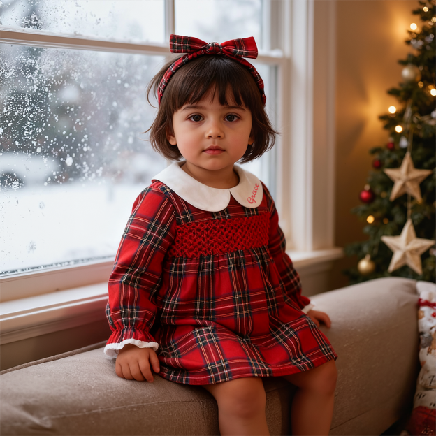 Personalized Girl Red Dress With Headband| YESMC29
