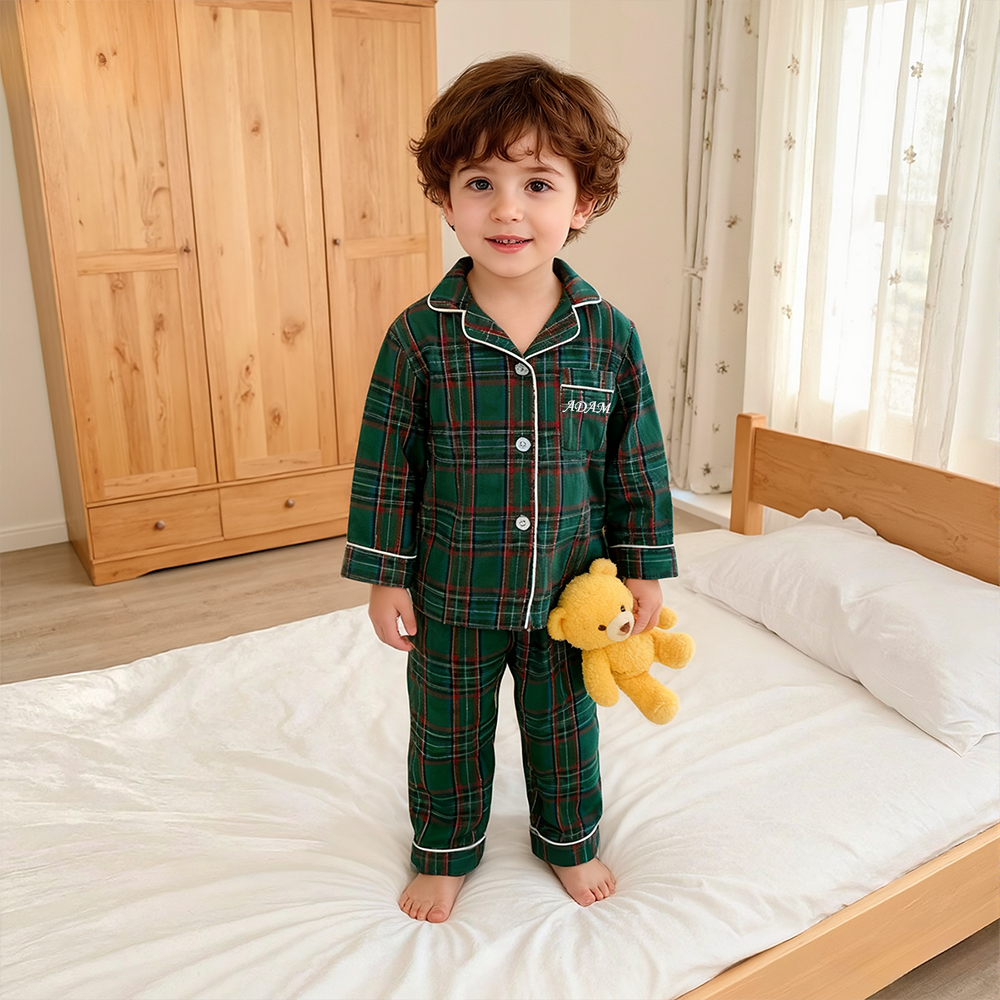 Personalized Kids Siblings Matching Plaid Pajamas| YESMC31