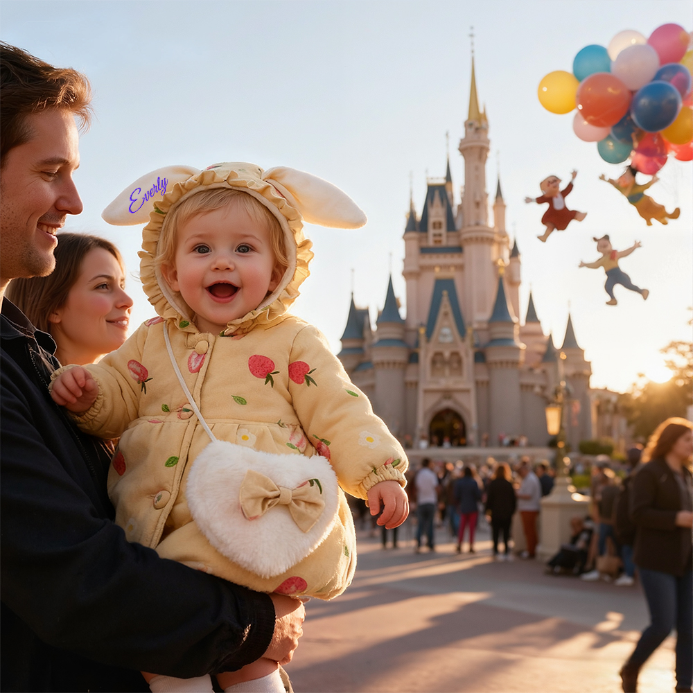Personalized Baby Girl Embroidered Bunny Ear Coat With Bag| BBcloth105