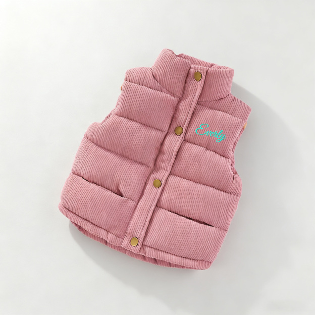 Personalized Kid Embroidered Corduroy Vest| Cloth252