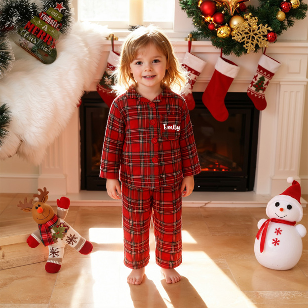 Personalized Kids Xmas Plaid Pajamas| YESMC33