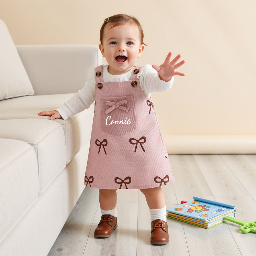 Personalized Baby Girl Pink Bow Outfit Set| BBcloth110