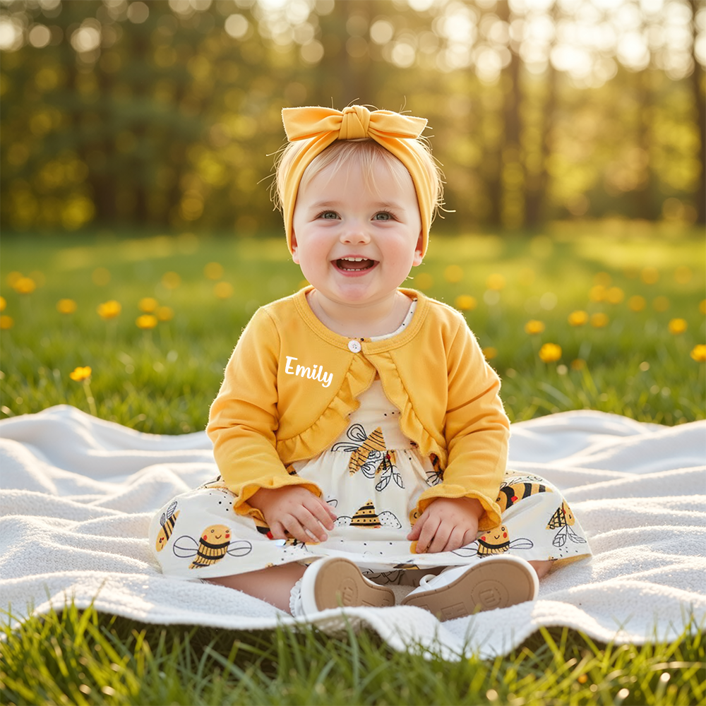 Personalized Baby GirlLittle Bee Dress With Headband| BBcloth113
