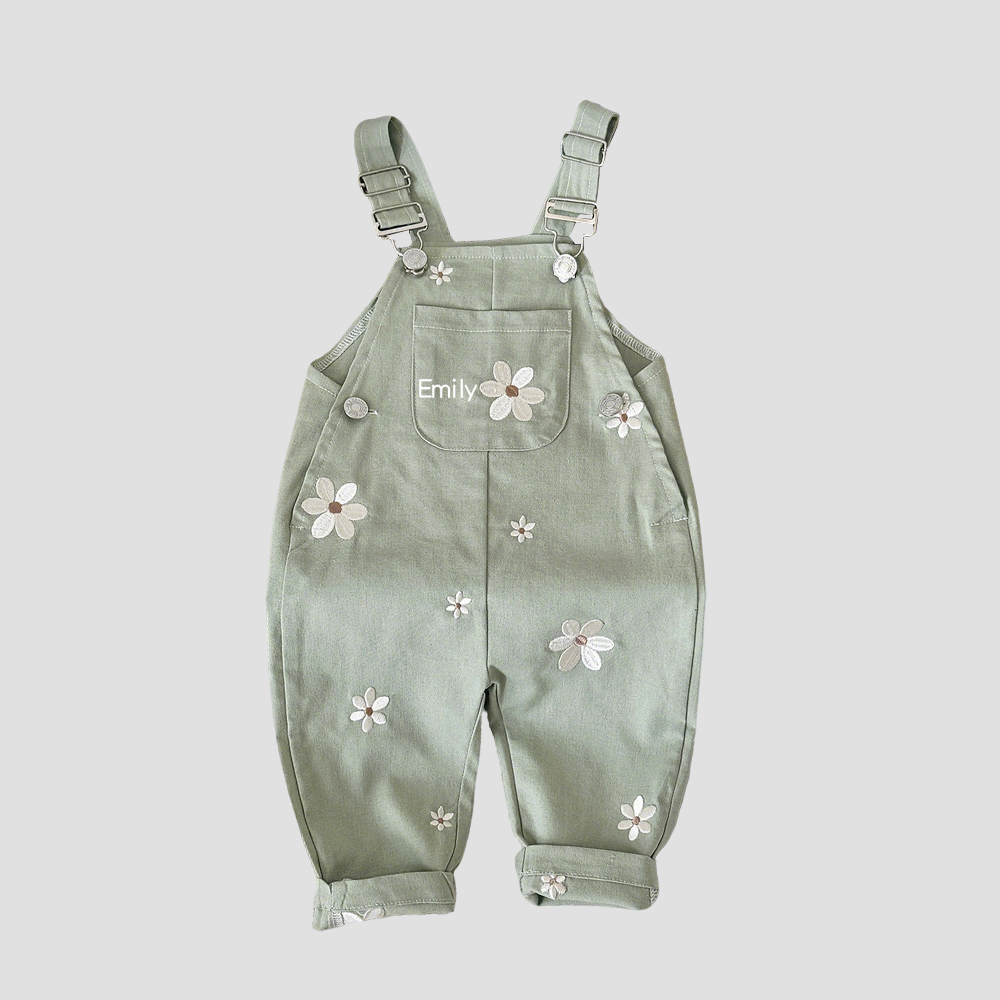 Personalized Baby Girl Embroidered Flower Overalls| Pants27