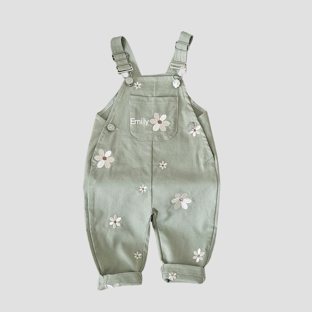 Personalized Baby Girl Embroidered Flower Overalls| Pants27