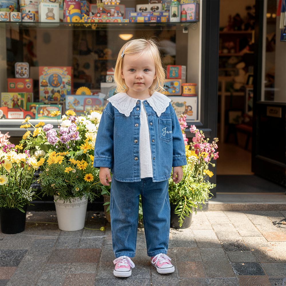 Personalized Kids Casual Denim Shirt and Pants| Cloth260