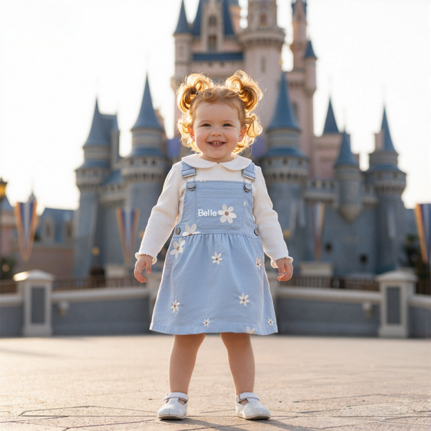 Personalized Girl Embroidered Flower Suspender Dress| Dress45