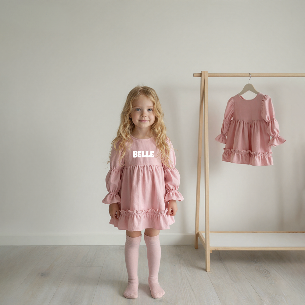 Personalized Girl Pink Lantern Sleeves Dress| Dress45
