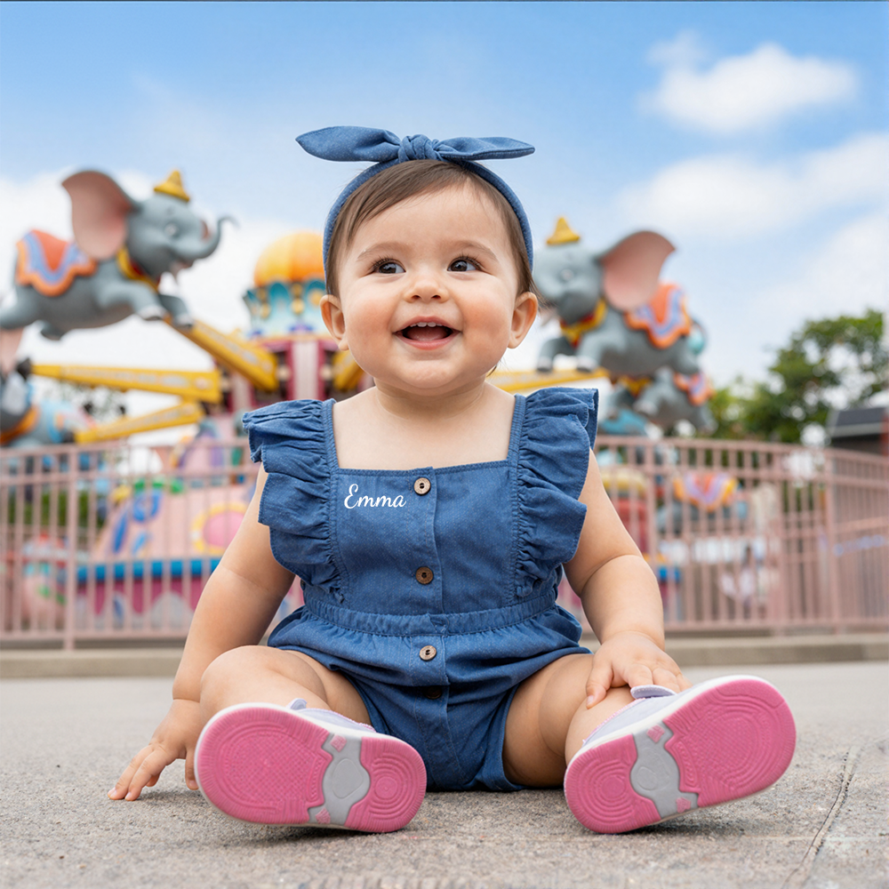 Personalized Baby Girl  Denim Romper Set| BBcloth117