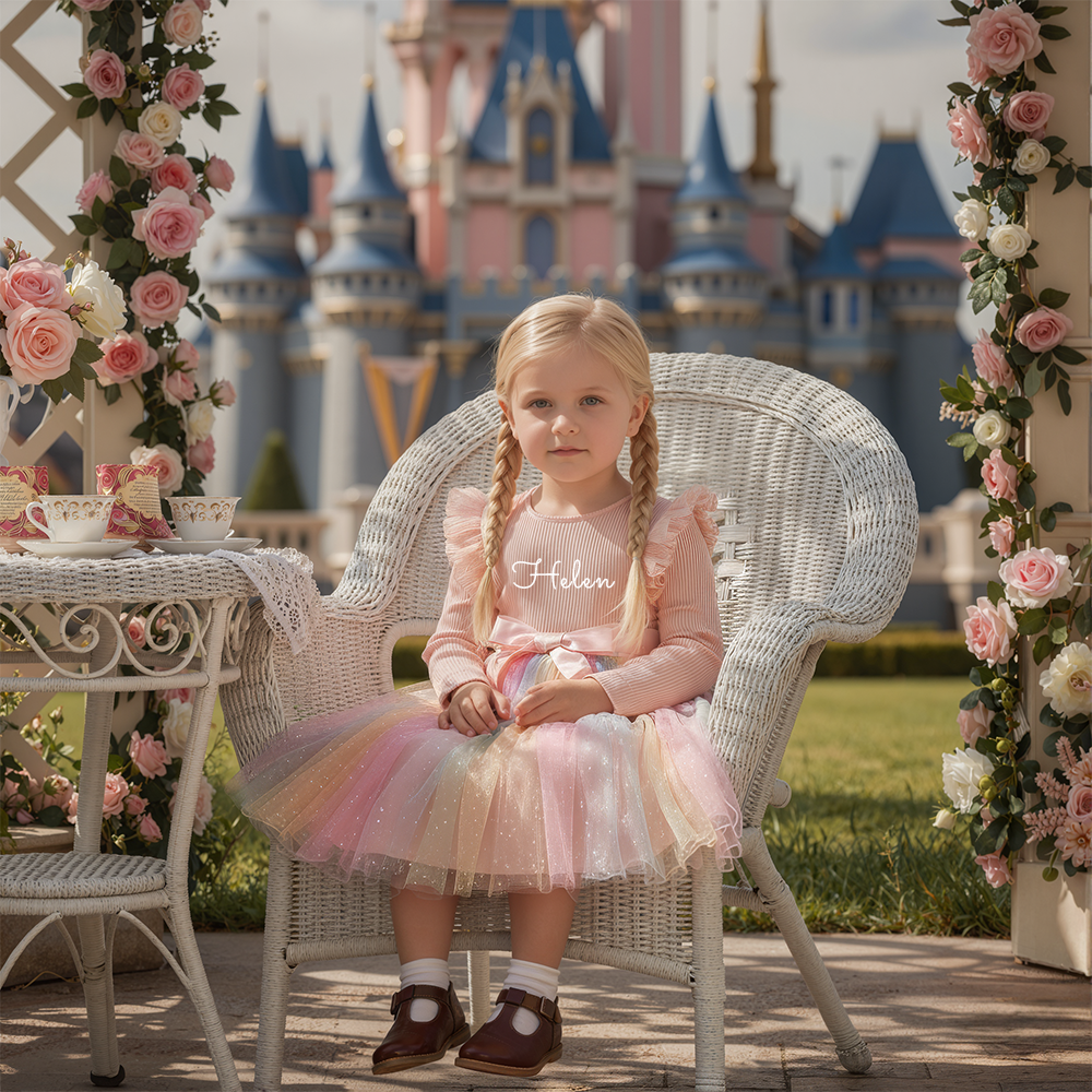 Personalized Girl Rainbow Sparkle Tulle Dress| Dress47