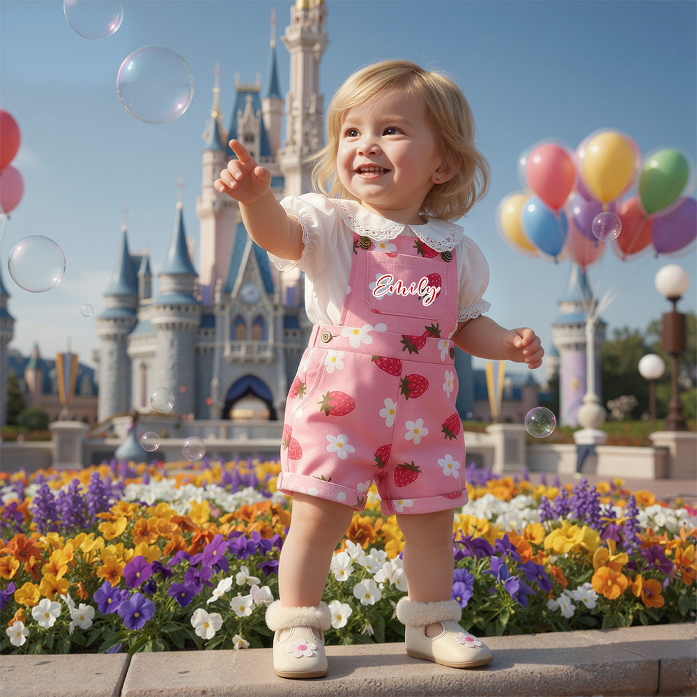Personalized Girl Strawberry Overalls| Pants28