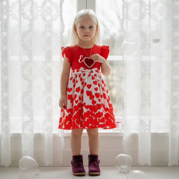 Personalized Girl Valentine's Day Heart Dress| YESVa12