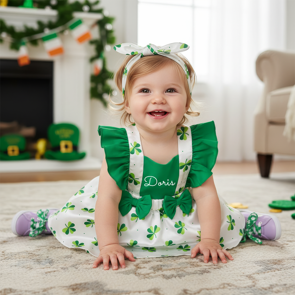 Personalized St. Patrick's Day Baby Dress & Headband Set| Dress60
