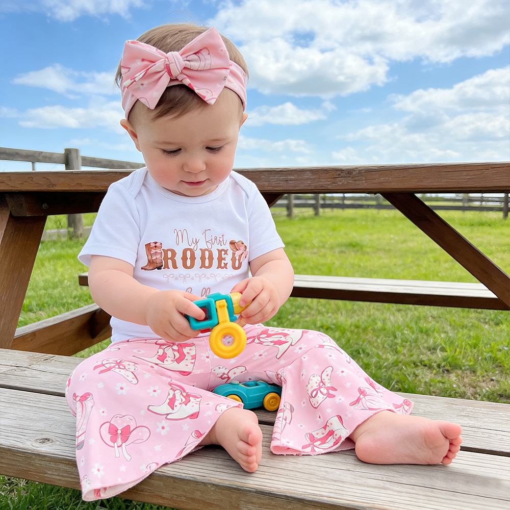 Personalized Baby Girl Cow Print Outfit Set| BBcloth127