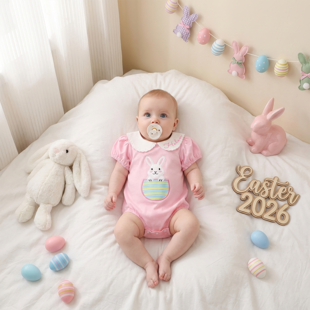 Personalized Baby Easter Bunny Romper| BBcloth126
