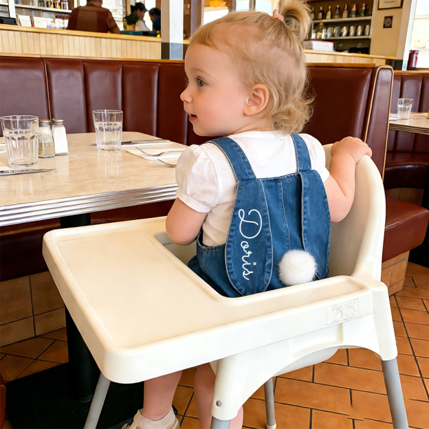 Personalized Kids Bunny Ear Denim Overalls| Pants34