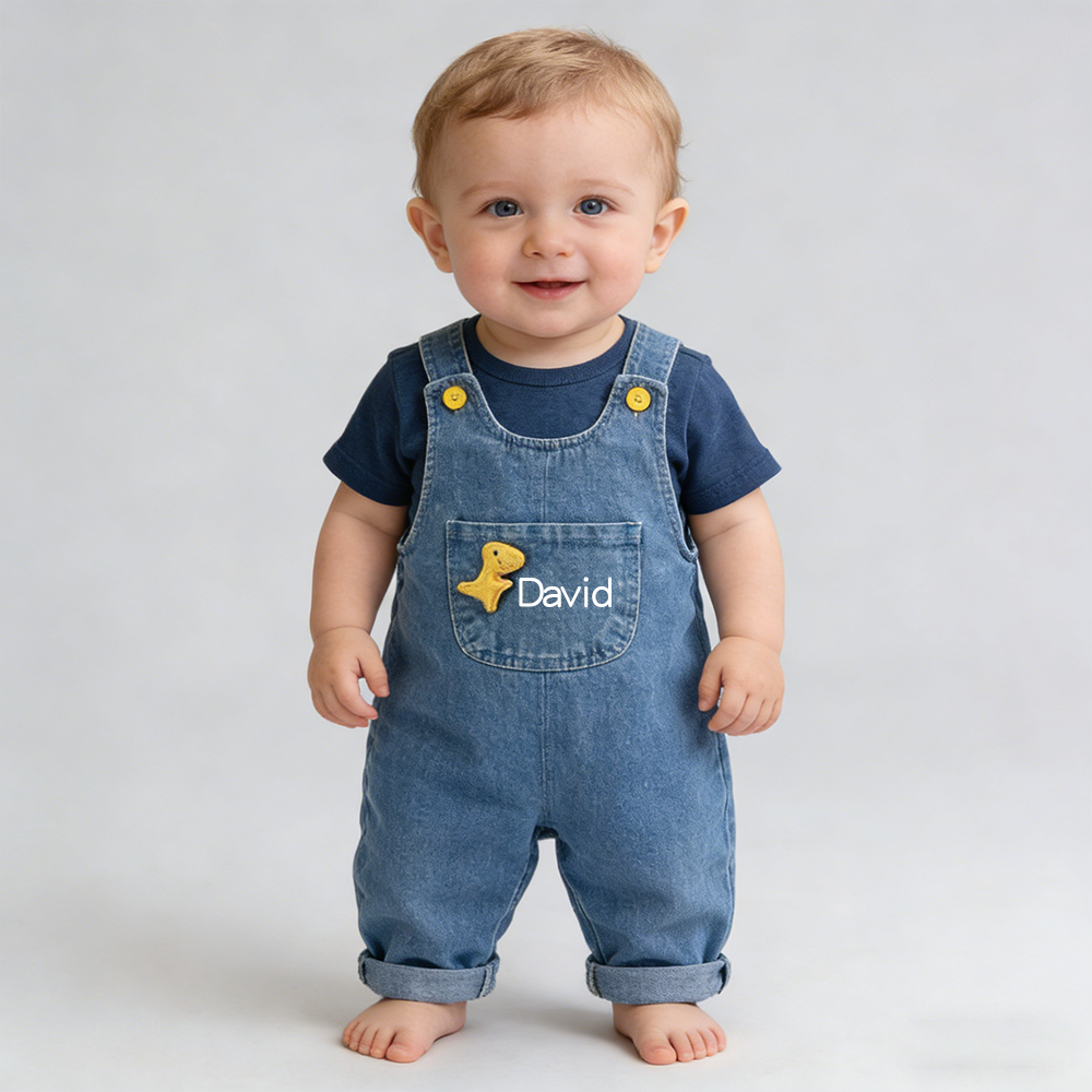 Personalized Boy Dinosaur Denim Overalls| Pants37