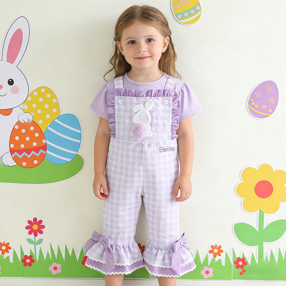 Personalized Girl Easter Bunny Overalls| Pants38