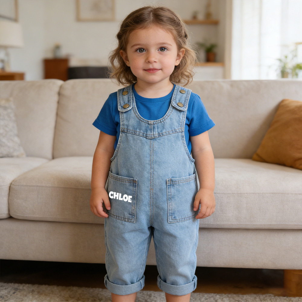 Personalized Kids Retro Denim Overalls| Pants41