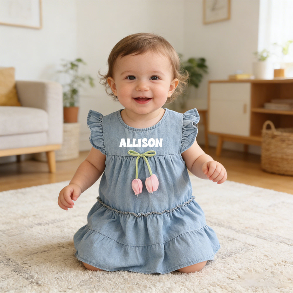 Personalized Baby Girl Summer Denim Dress| Dress75