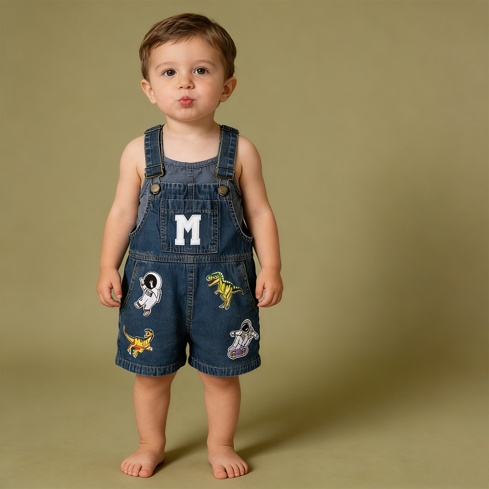 Personalized Kids Patch Denim Overalls| Pants23
